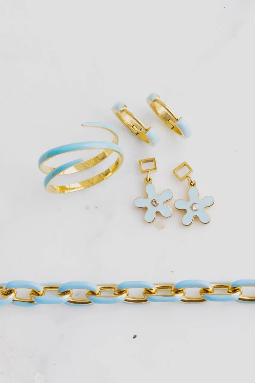 Blue Enamel Zaana Mini Hoops