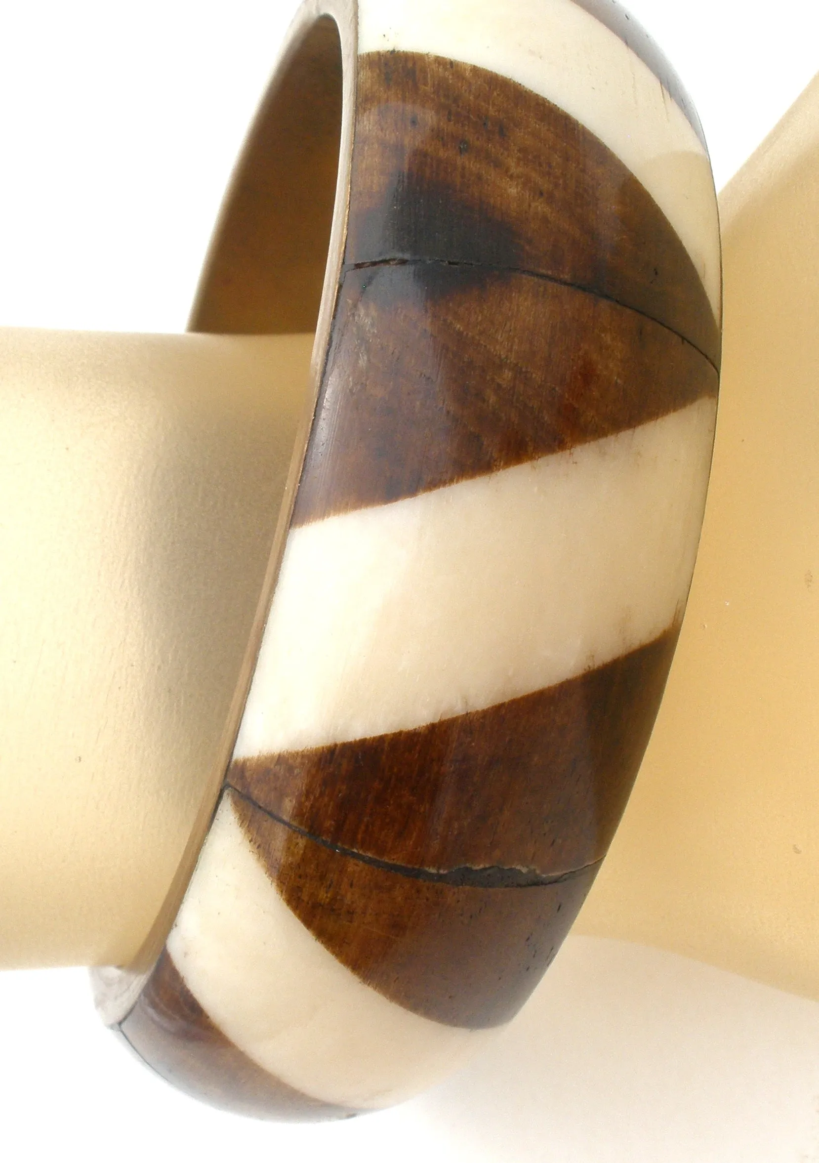 Bone & Antler Brass Bangle Bracelet Vintage