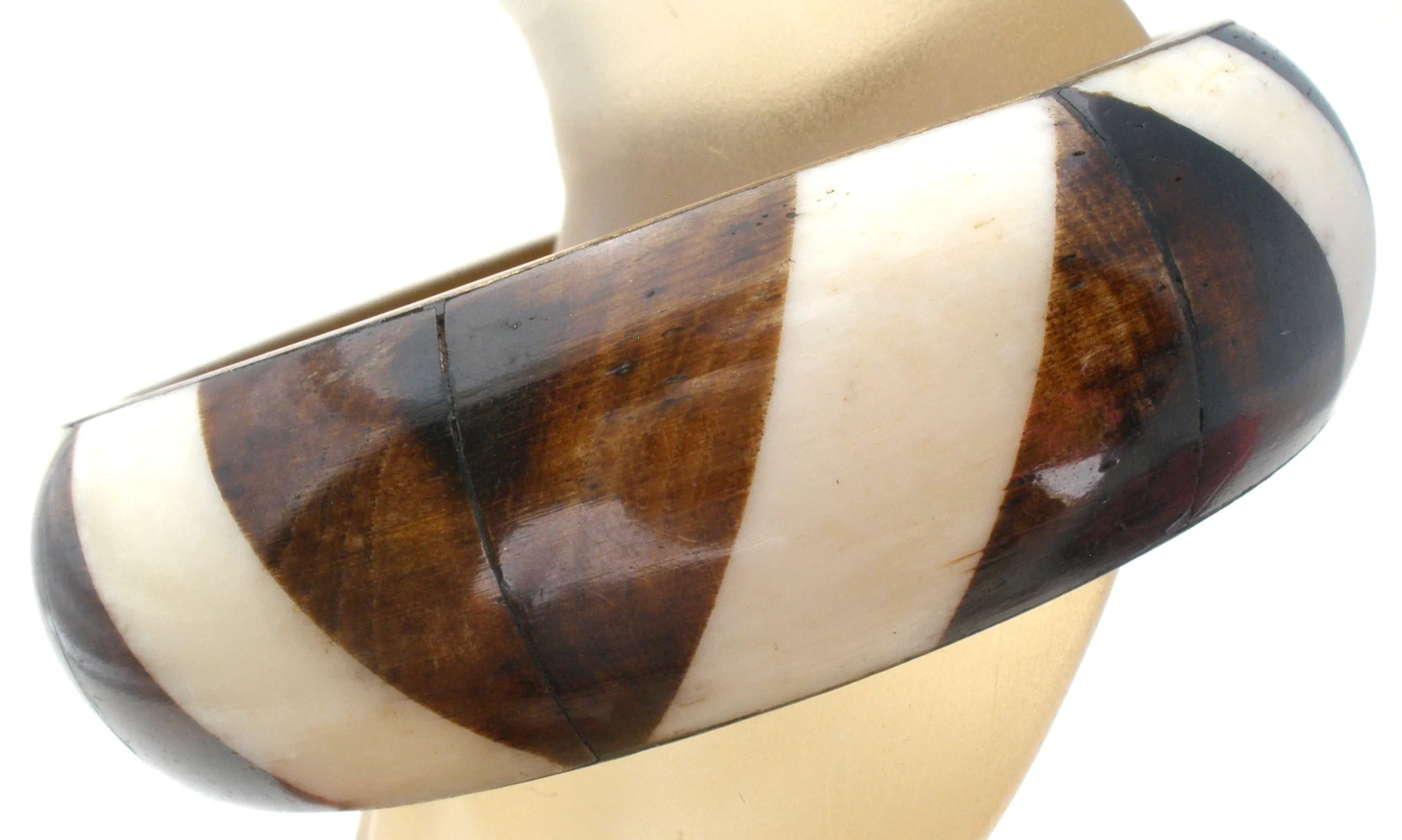 Bone & Antler Brass Bangle Bracelet Vintage