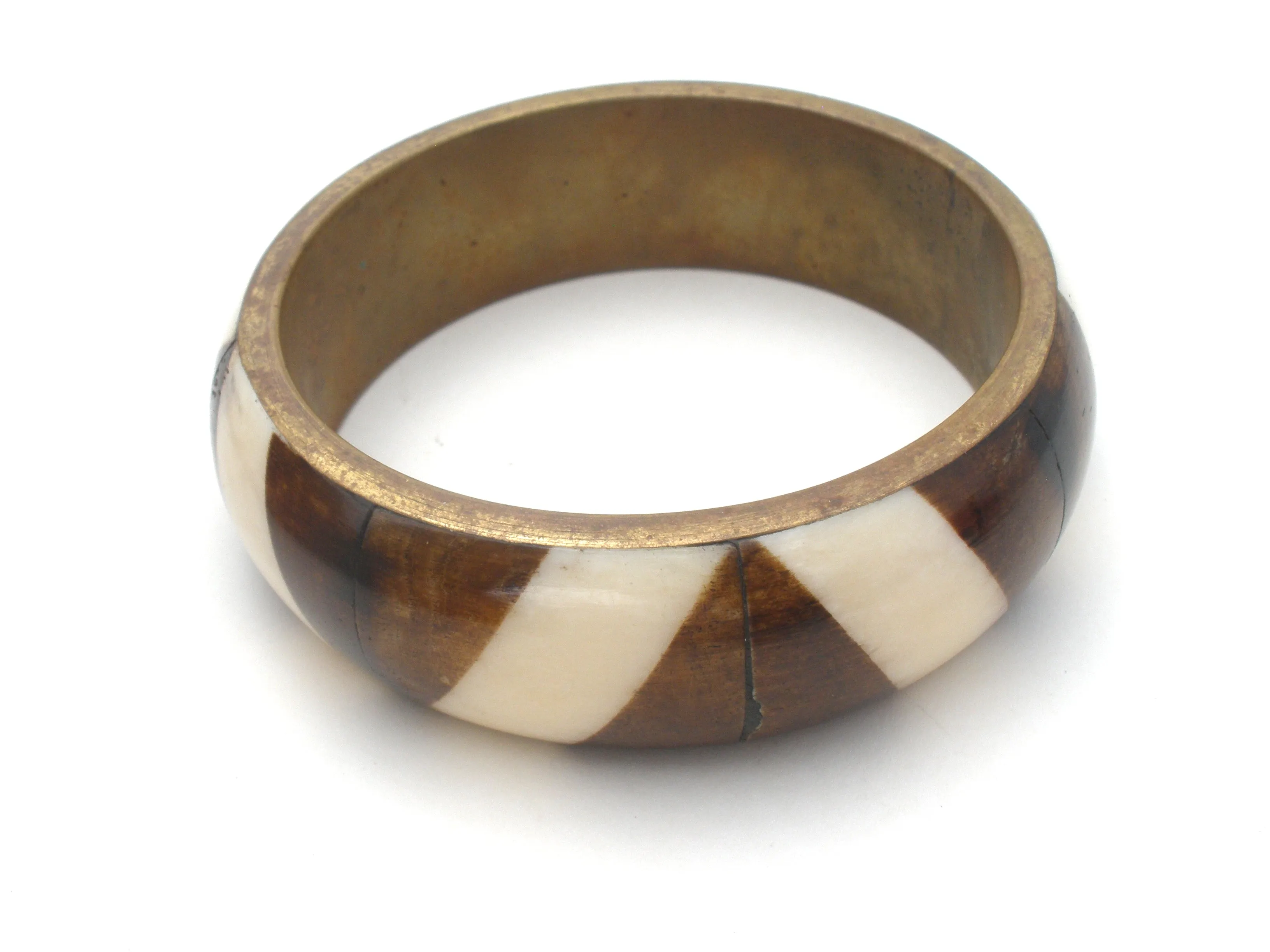 Bone & Antler Brass Bangle Bracelet Vintage