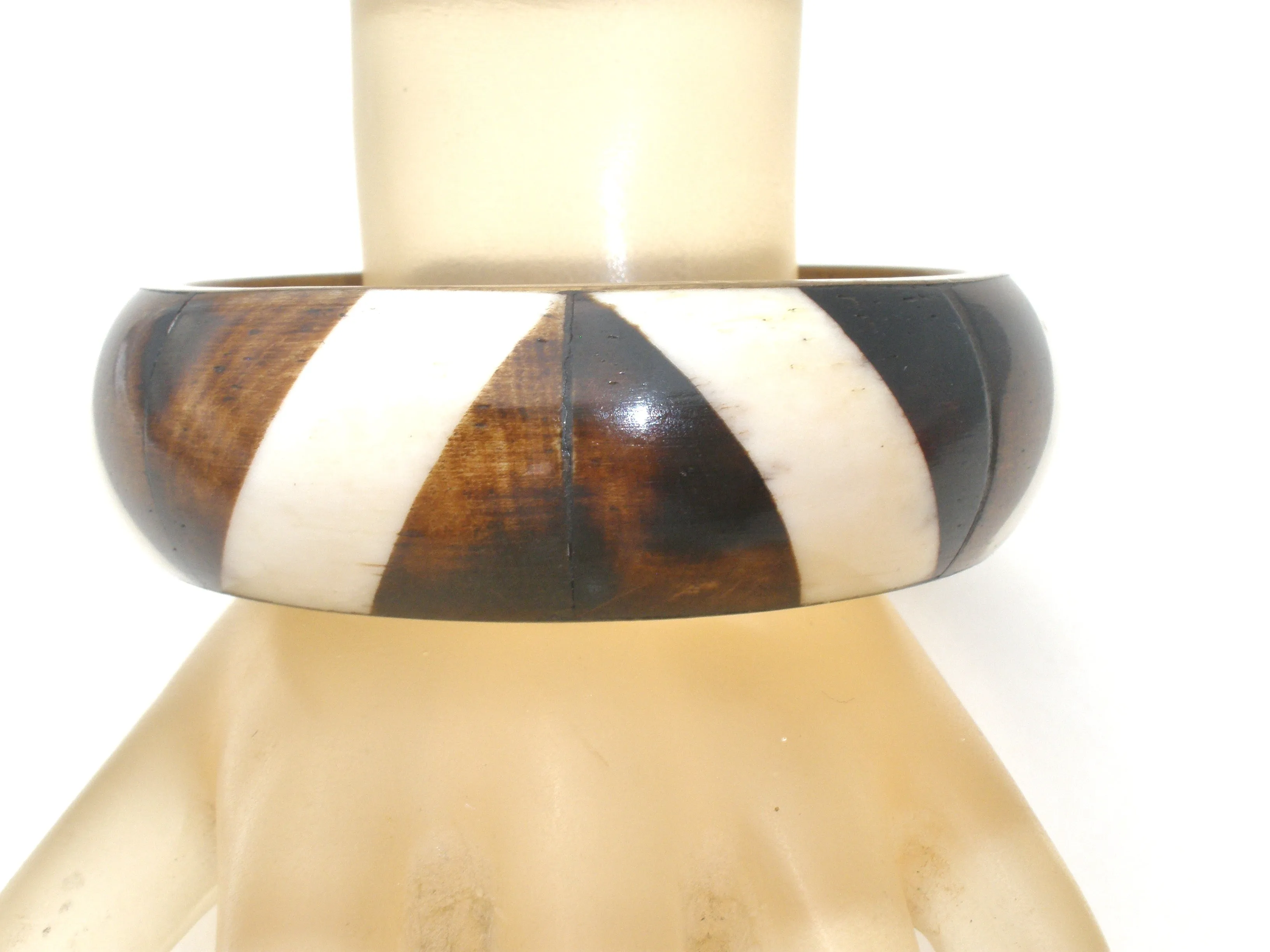 Bone & Antler Brass Bangle Bracelet Vintage