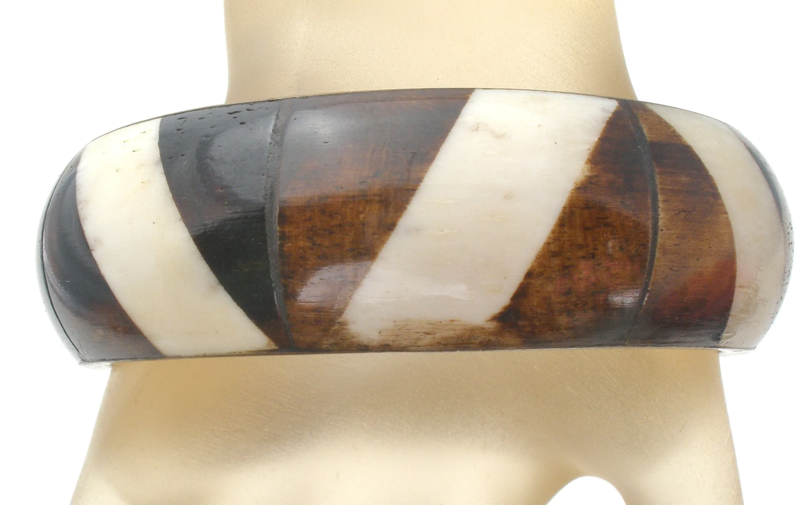 Bone & Antler Brass Bangle Bracelet Vintage