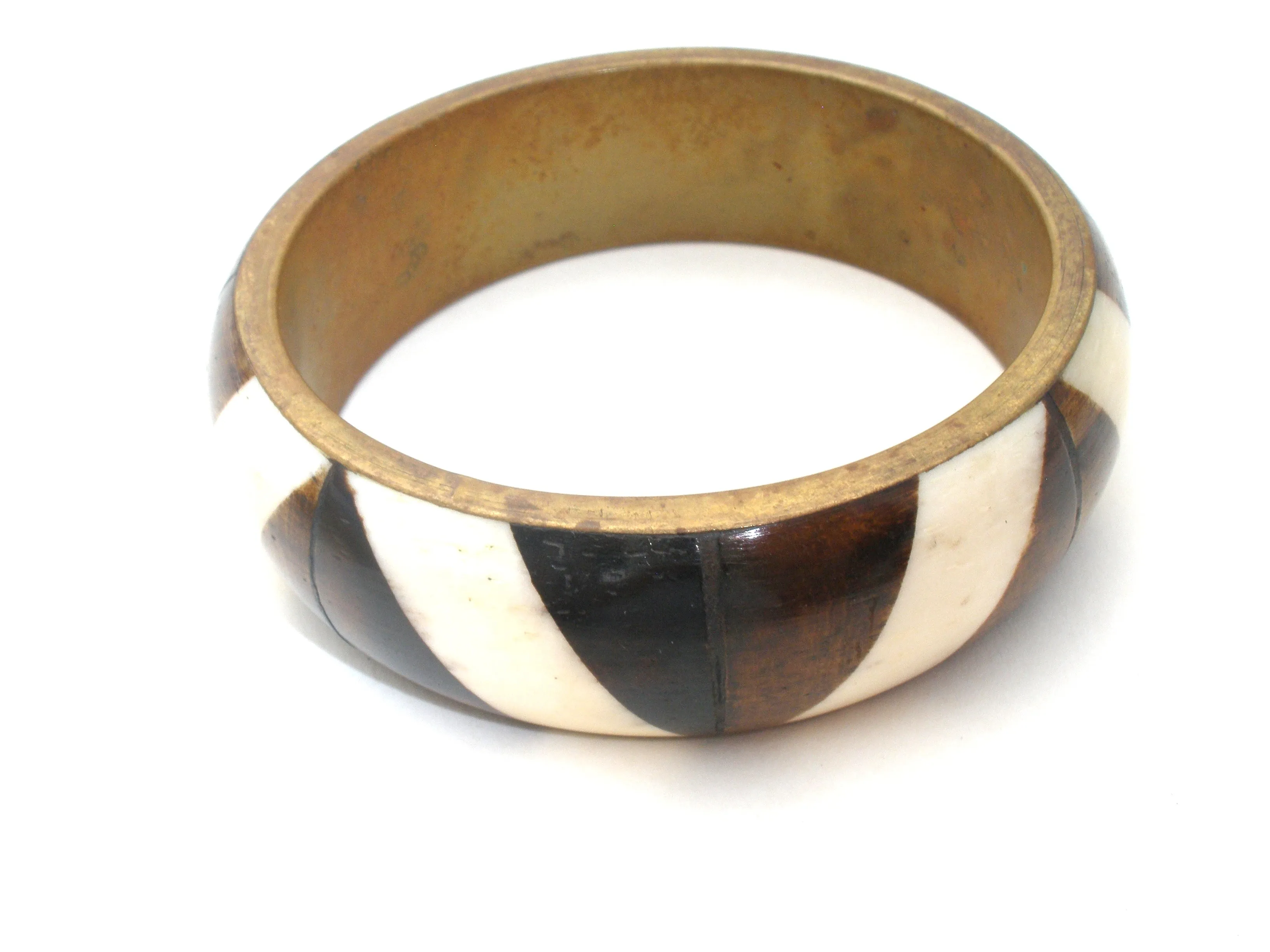 Bone & Antler Brass Bangle Bracelet Vintage