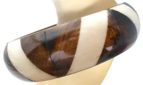 Bone & Antler Brass Bangle Bracelet Vintage