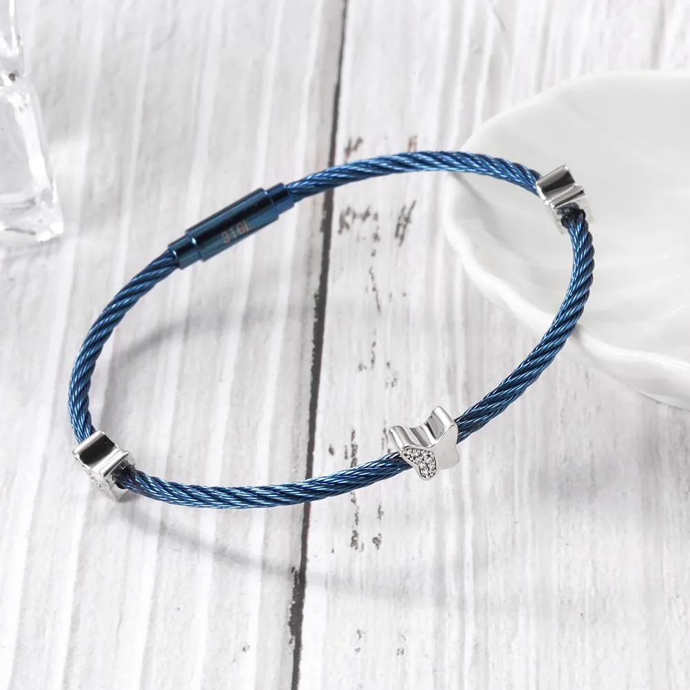 Butterfly Cable Bracelet - Elegant and Hypoallergenic Stacking Option for Women