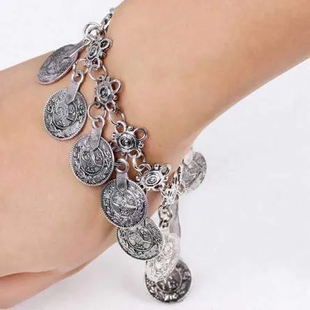 Byzantine Coin & Medallion Dangling Chain Bracelet