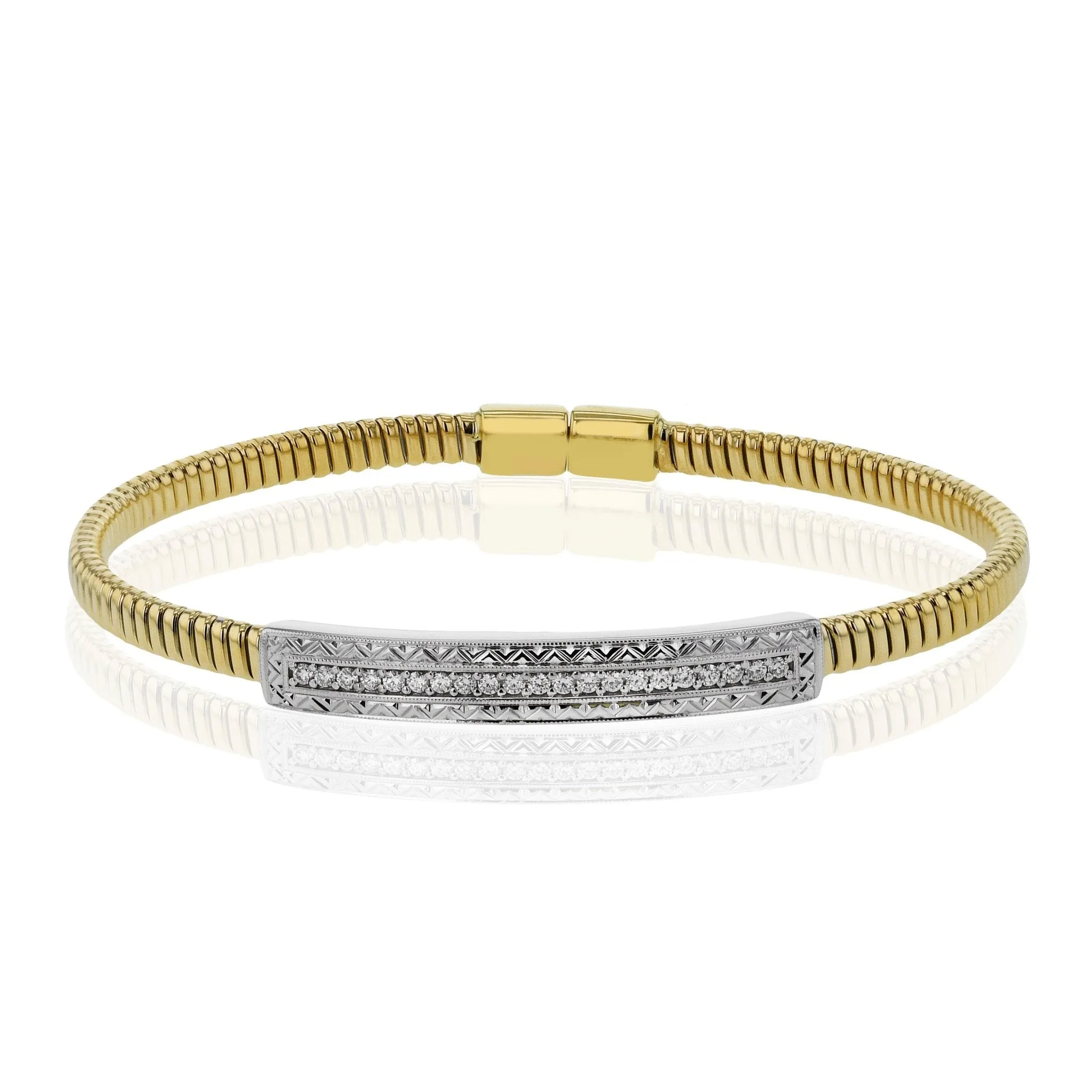 Cable Bangle in 18k Gold with Diamonds