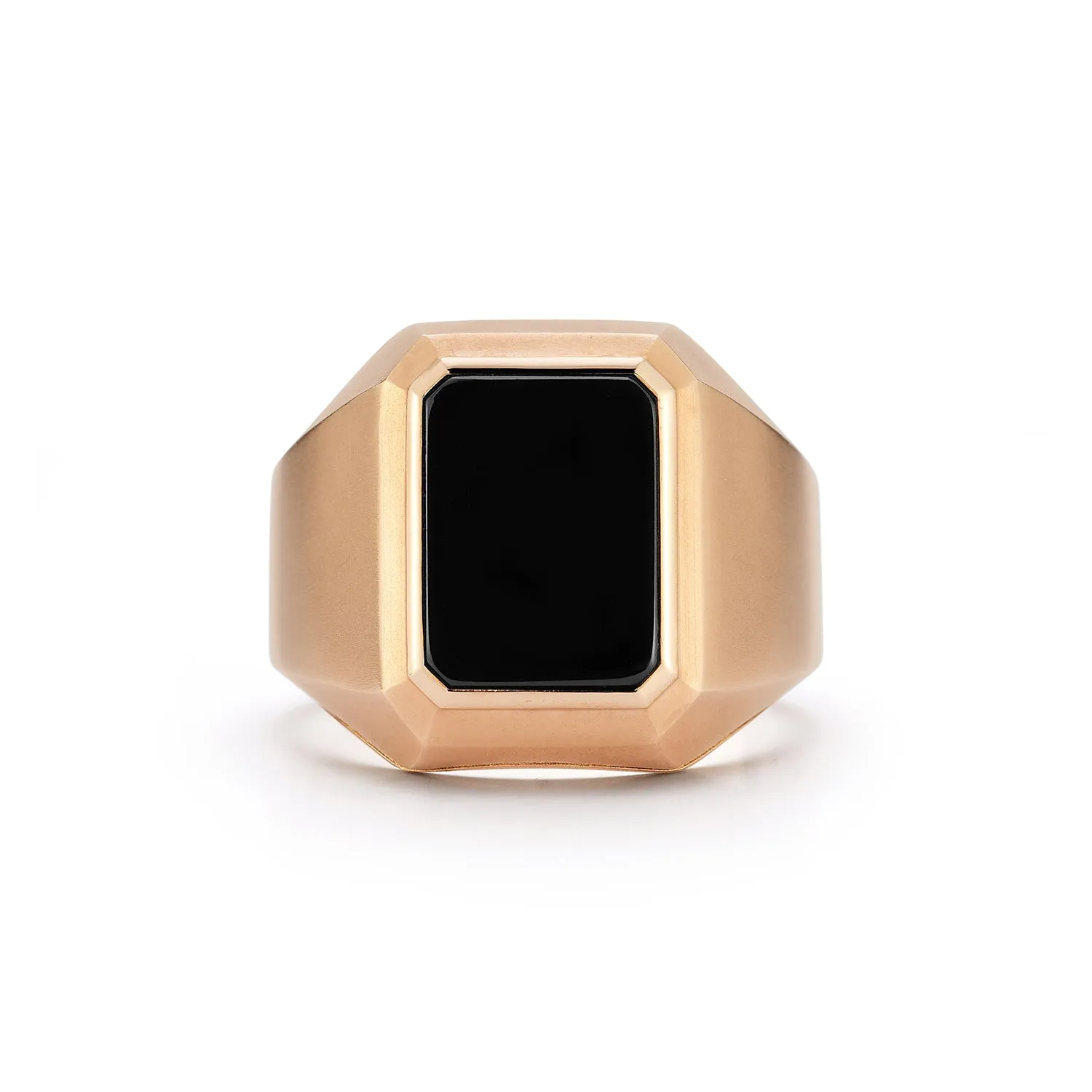 CARRINGTON 18K ROSE GOLD AND BLACK SPINEL RECTANGULAR SIGNET RING