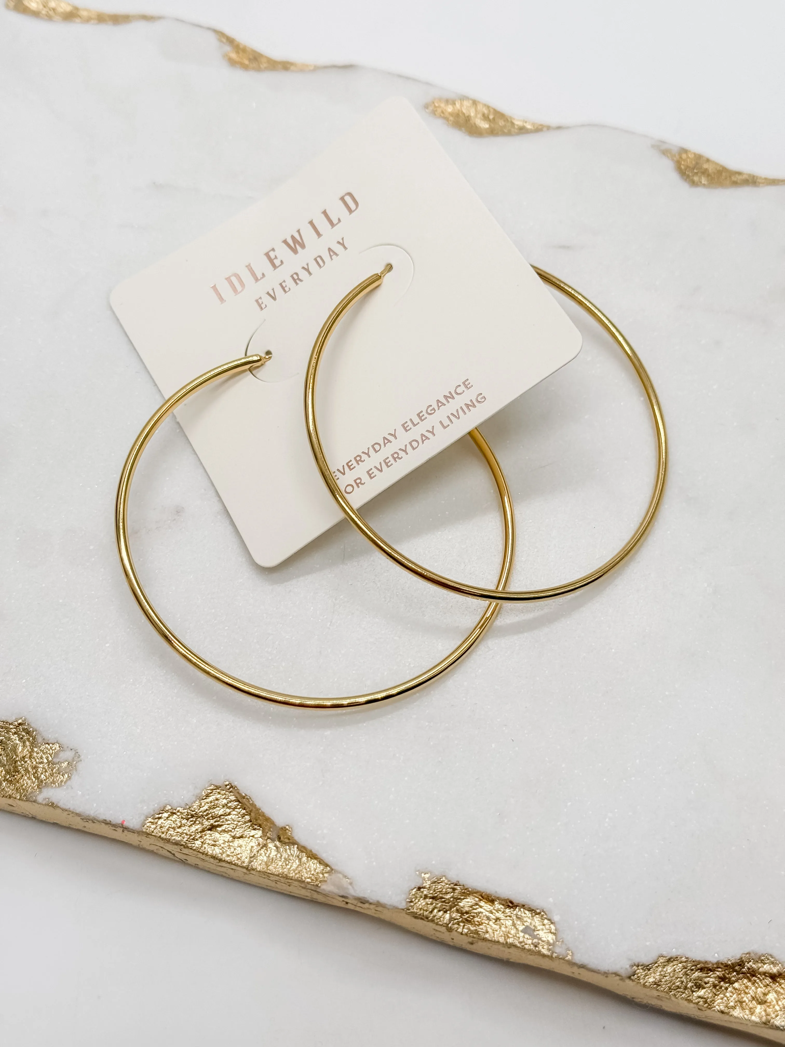 Classic Large Everyday Hoops in Gold-Plated Steel