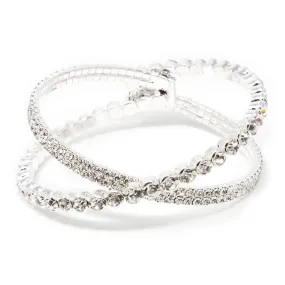 Clear Crystal Crossover Wire Bangle