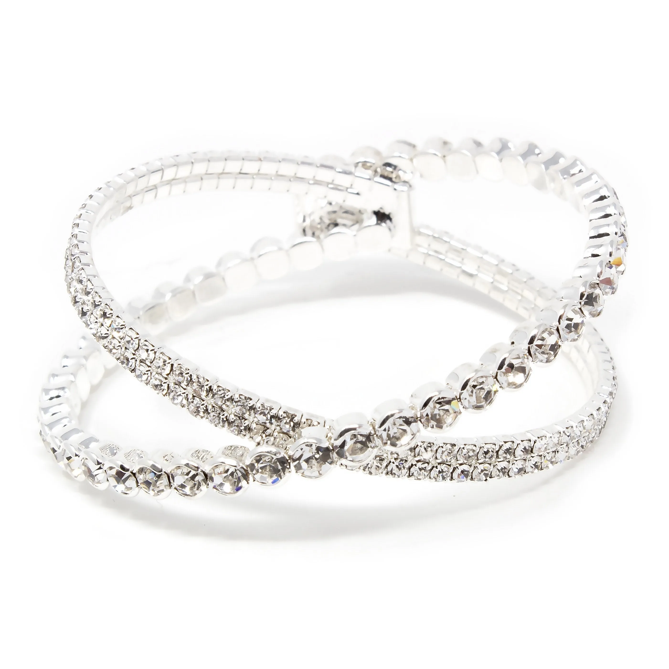 Clear Crystal Crossover Wire Bangle