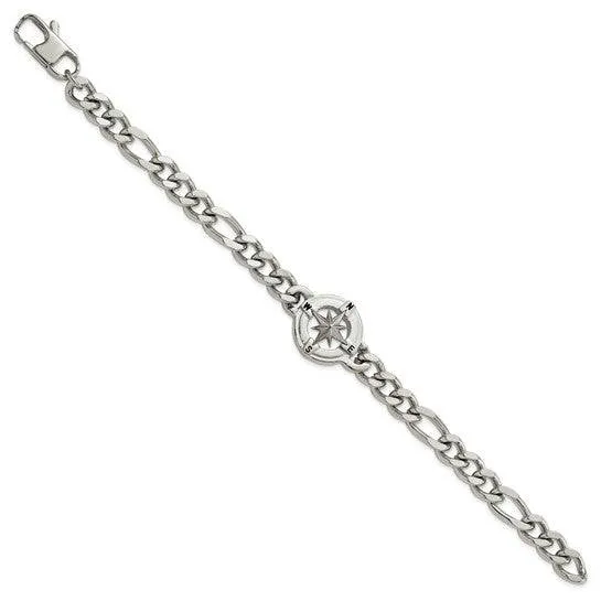 Compass Rose Men's Bracelet in Stainless Steel