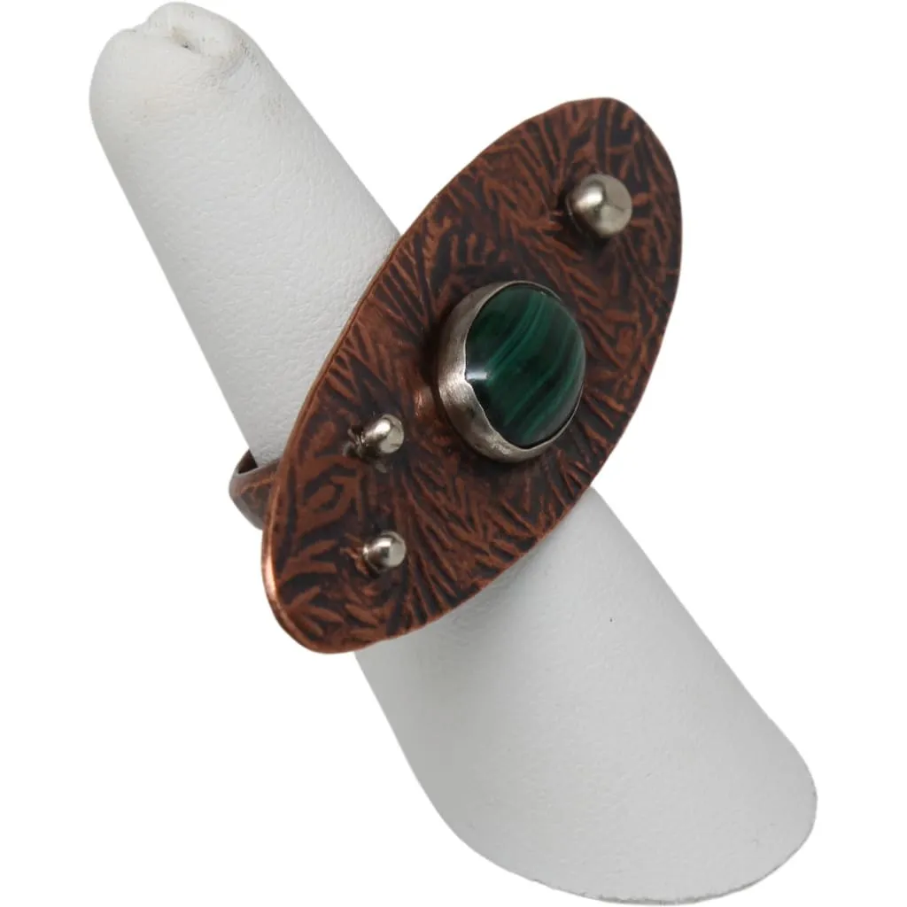 Copper and Malachite Large Statement Ring