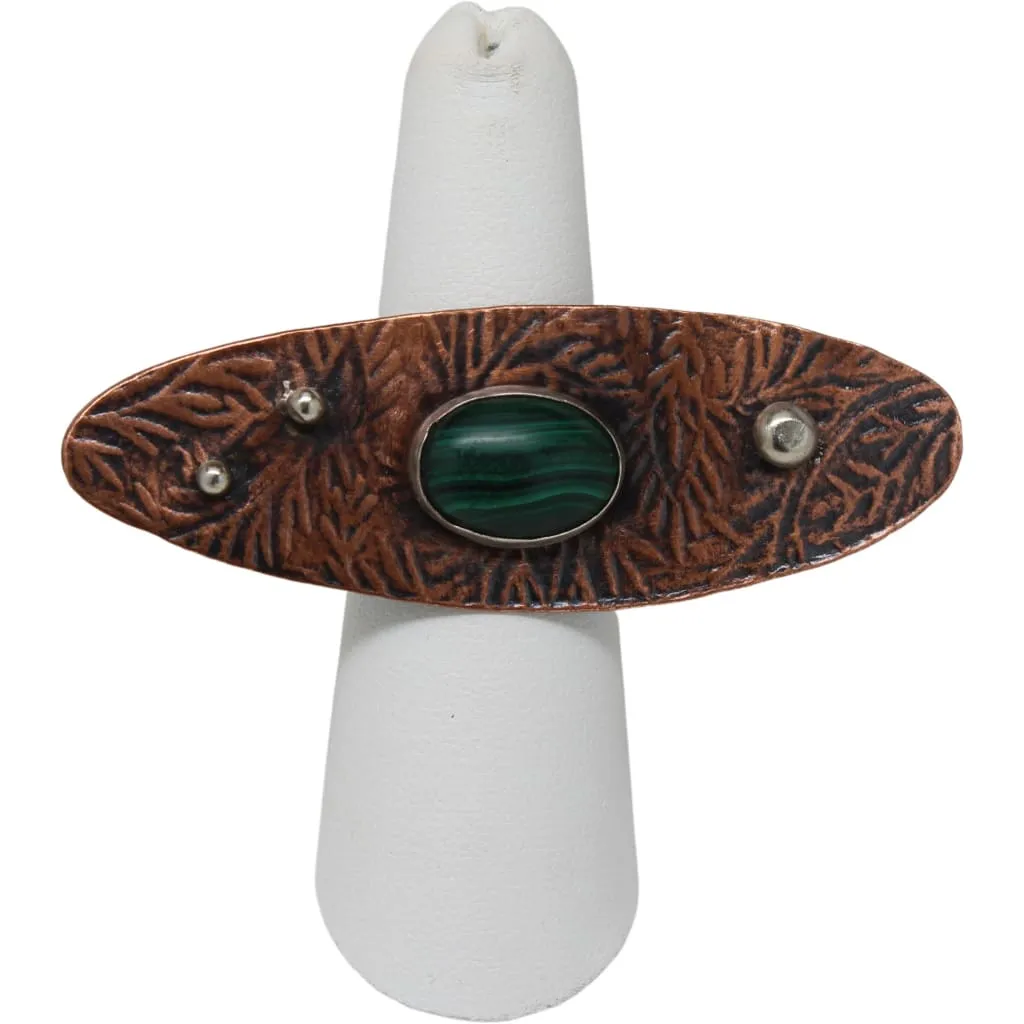 Copper and Malachite Large Statement Ring