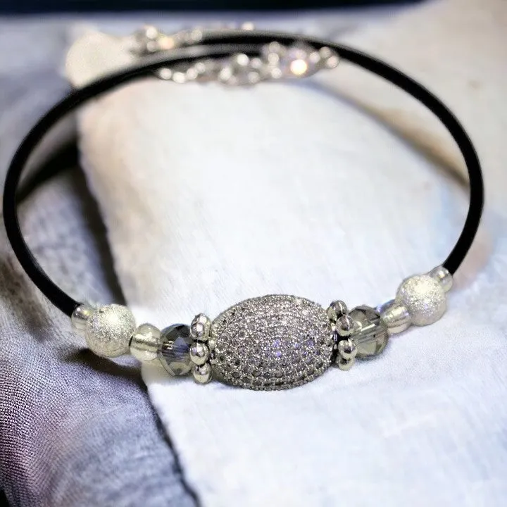 Cubic Zirconia Memory Wire Bangle bracelet