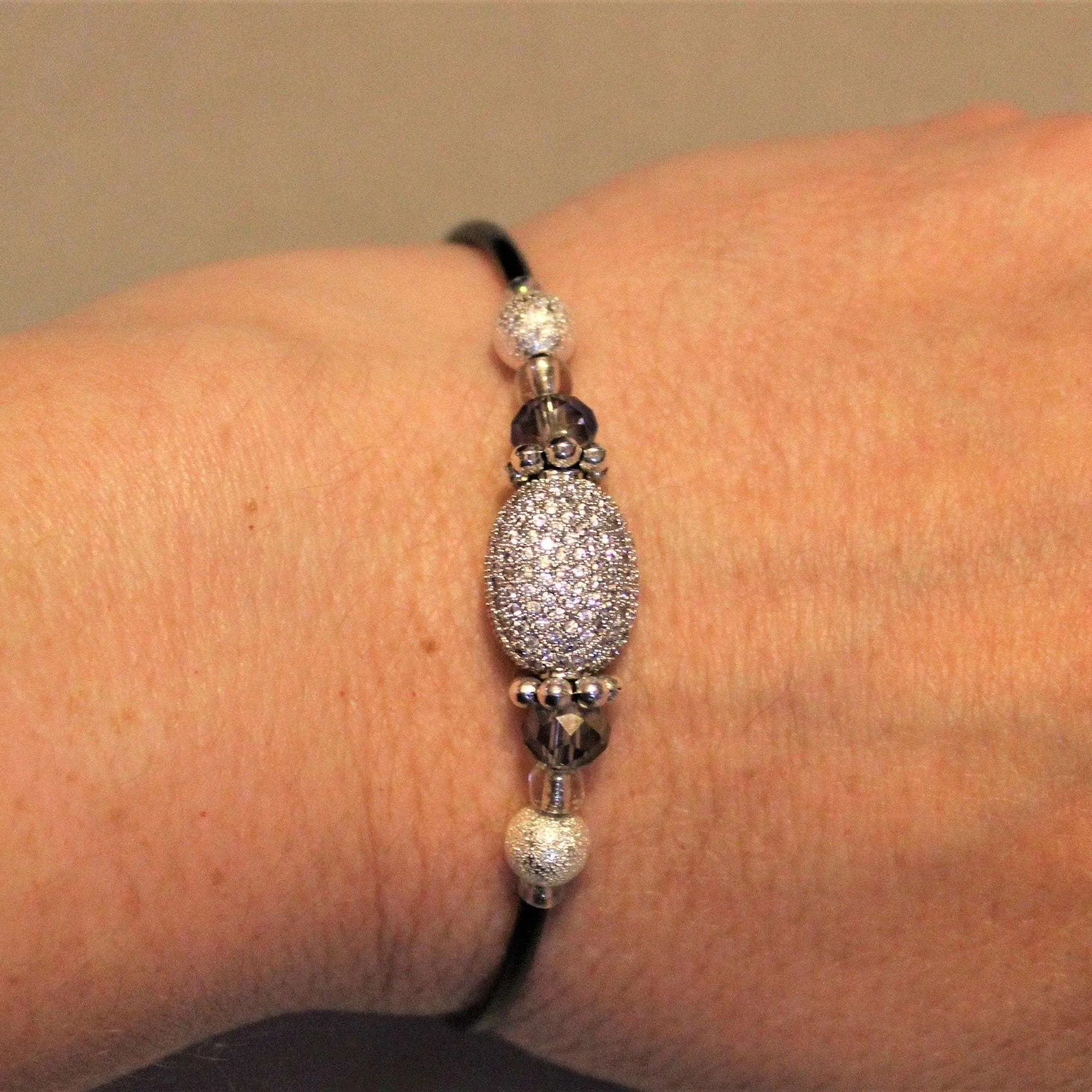 Cubic Zirconia Memory Wire Bangle bracelet