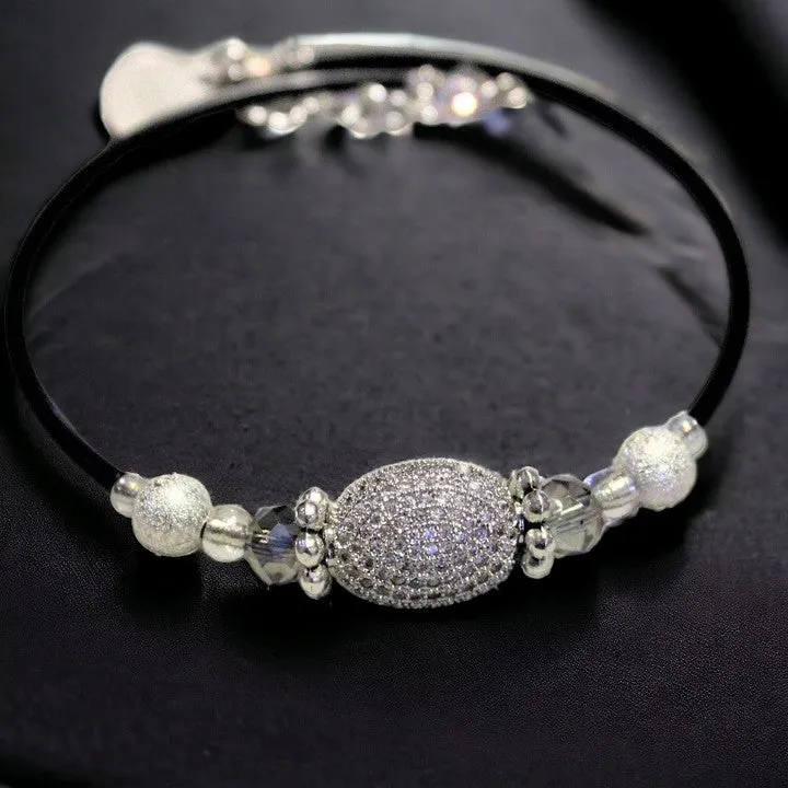 Cubic Zirconia Memory Wire Bangle bracelet
