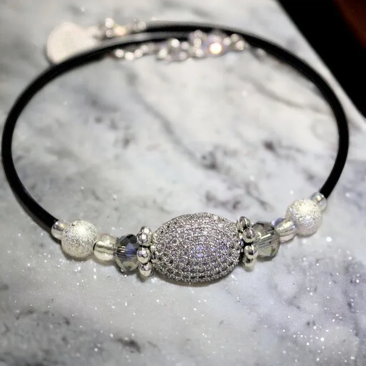 Cubic Zirconia Memory Wire Bangle bracelet