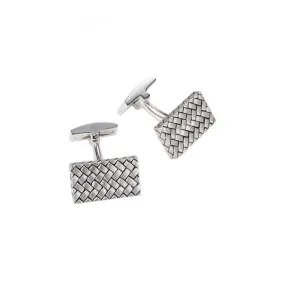 Cudworth Sterling Silver Woven Pattern Rectangle Cufflinks