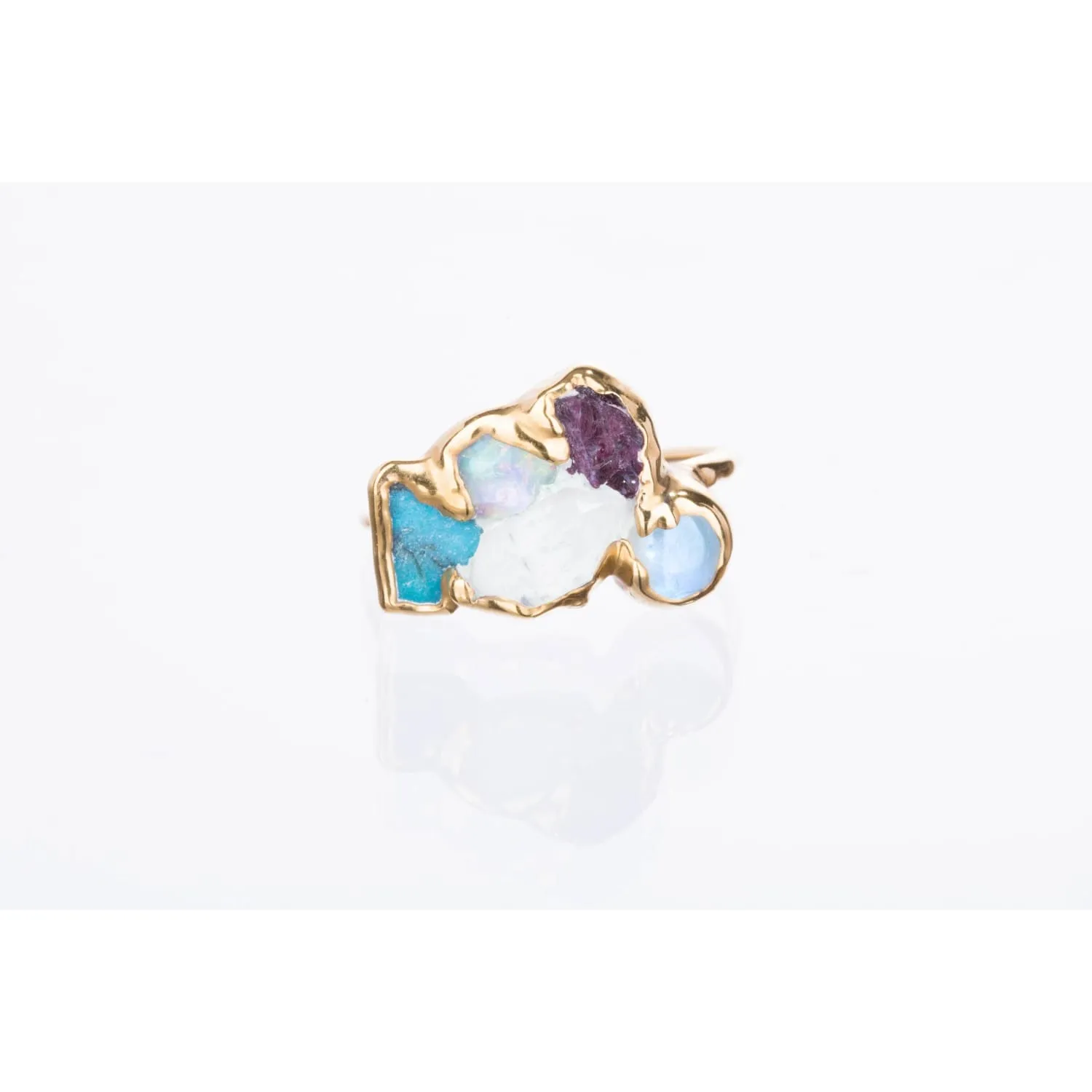 Custom Raw Birthstone Cluster Mothers Ring