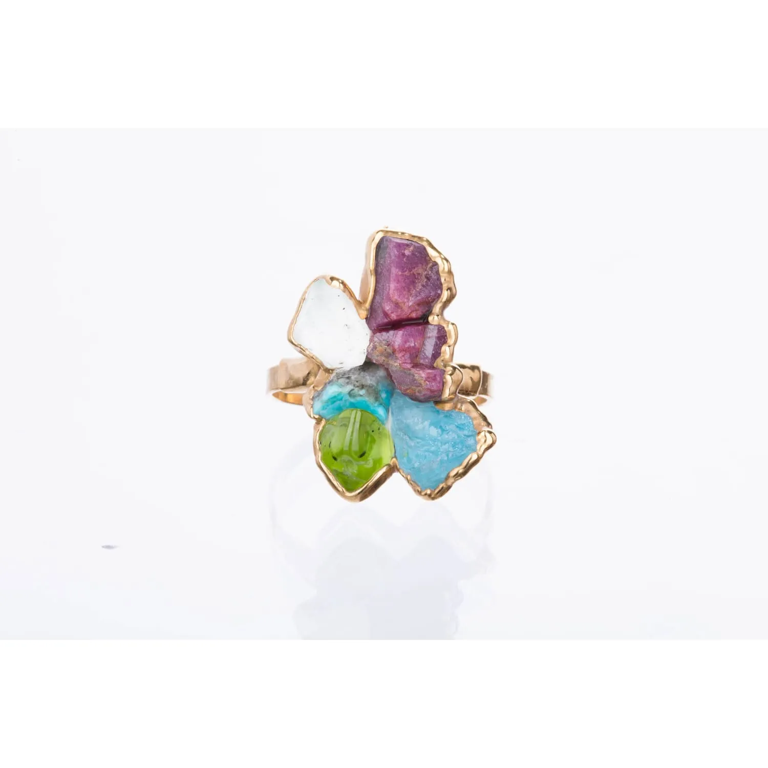 Custom Raw Birthstone Cluster Mothers Ring
