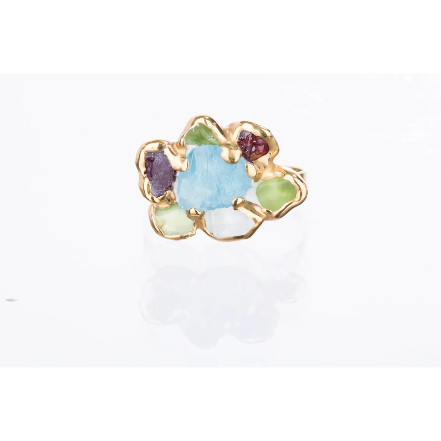 Custom Raw Birthstone Cluster Mothers Ring