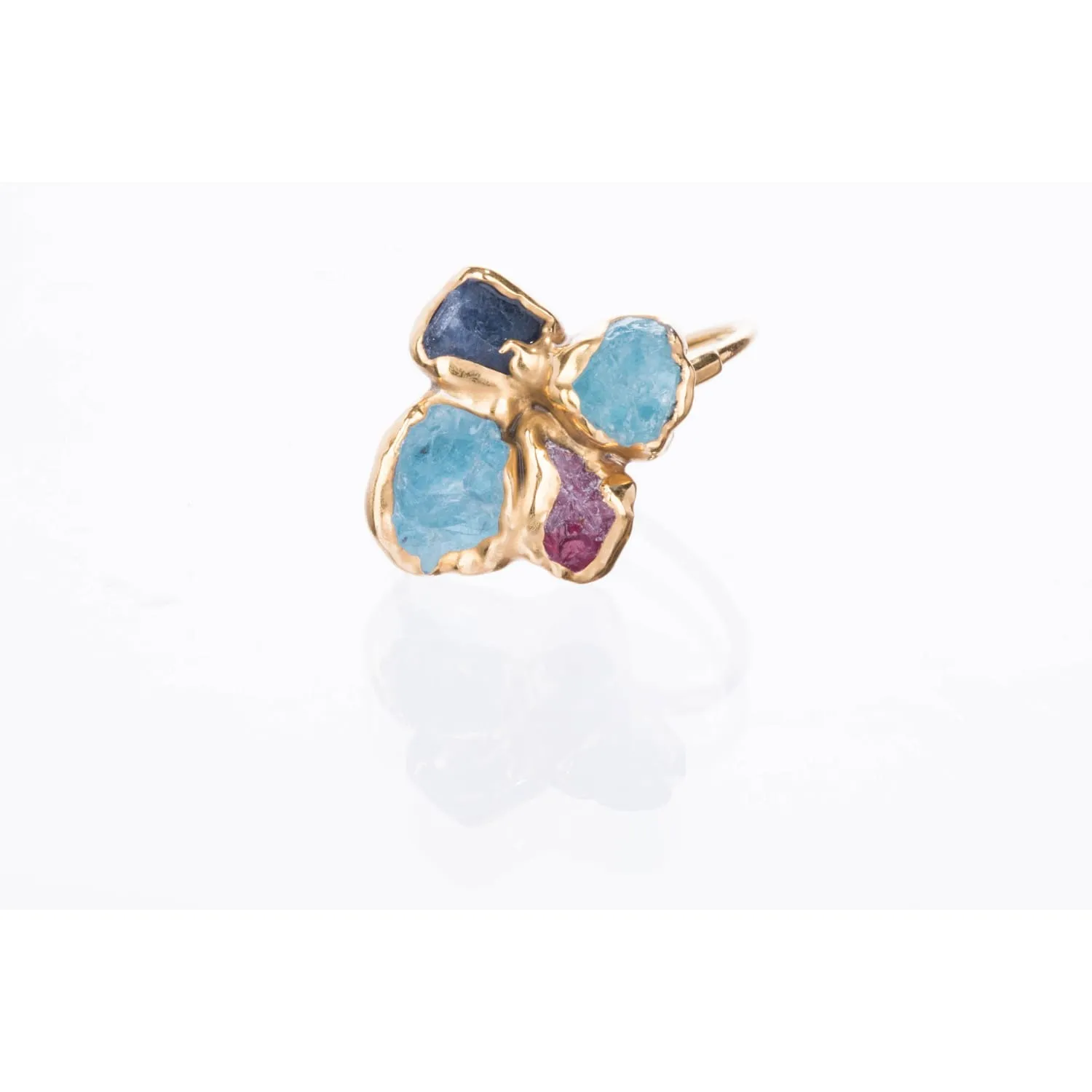 Custom Raw Birthstone Cluster Mothers Ring