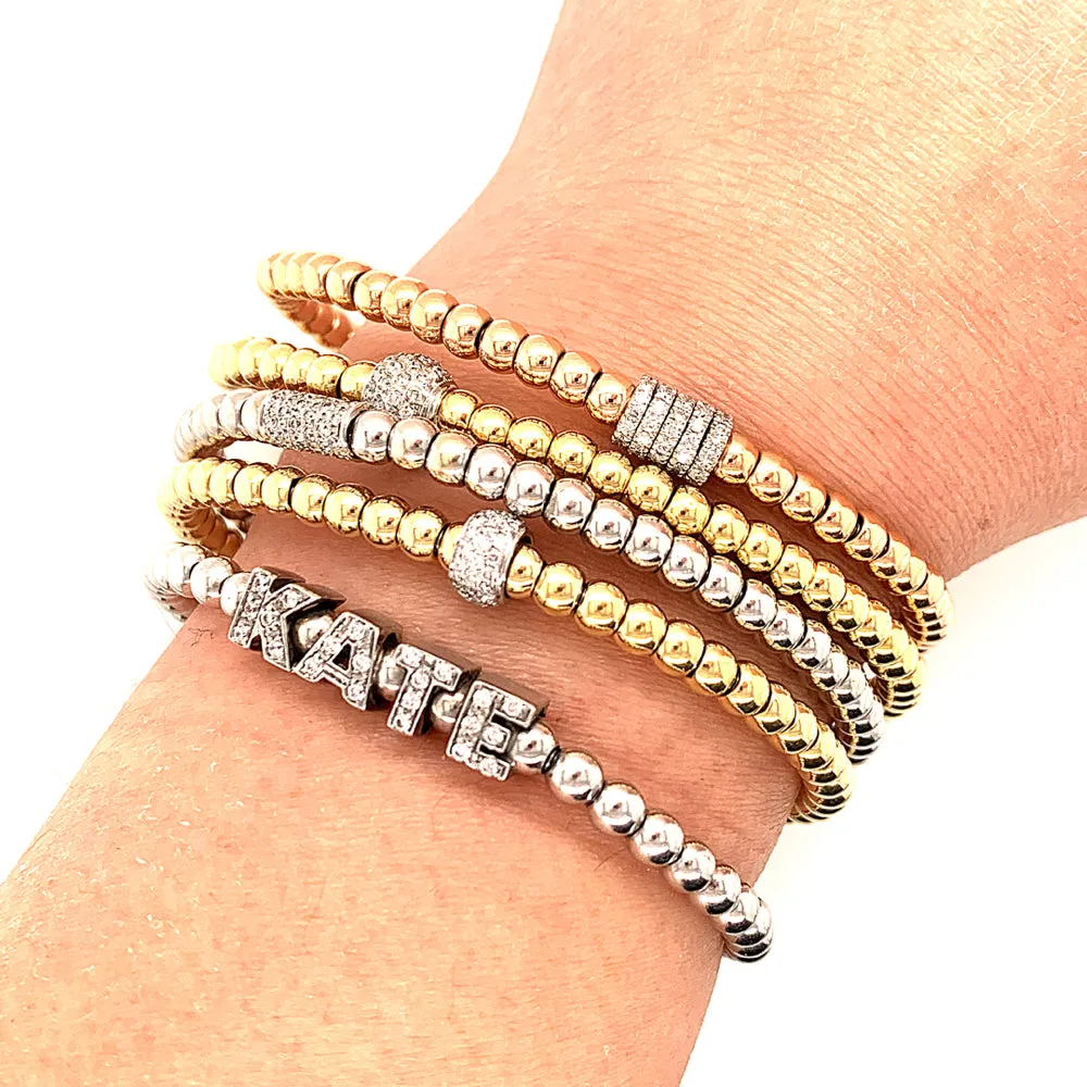 Customizable 18K Gold & Diamond Name Bracelet