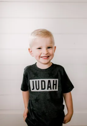 Customizable Black Star Name Block | Kids Tee
