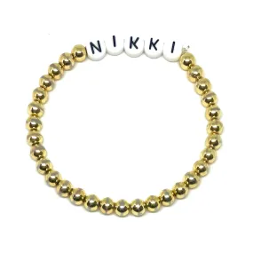 Customizable Gold Beaded Name Bracelet