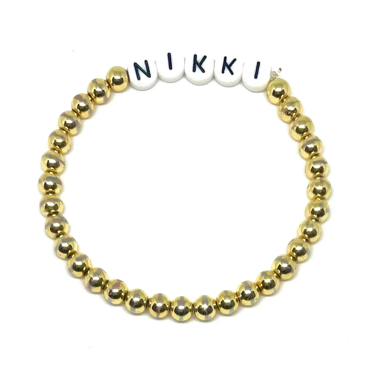 Customizable Gold Beaded Name Bracelet