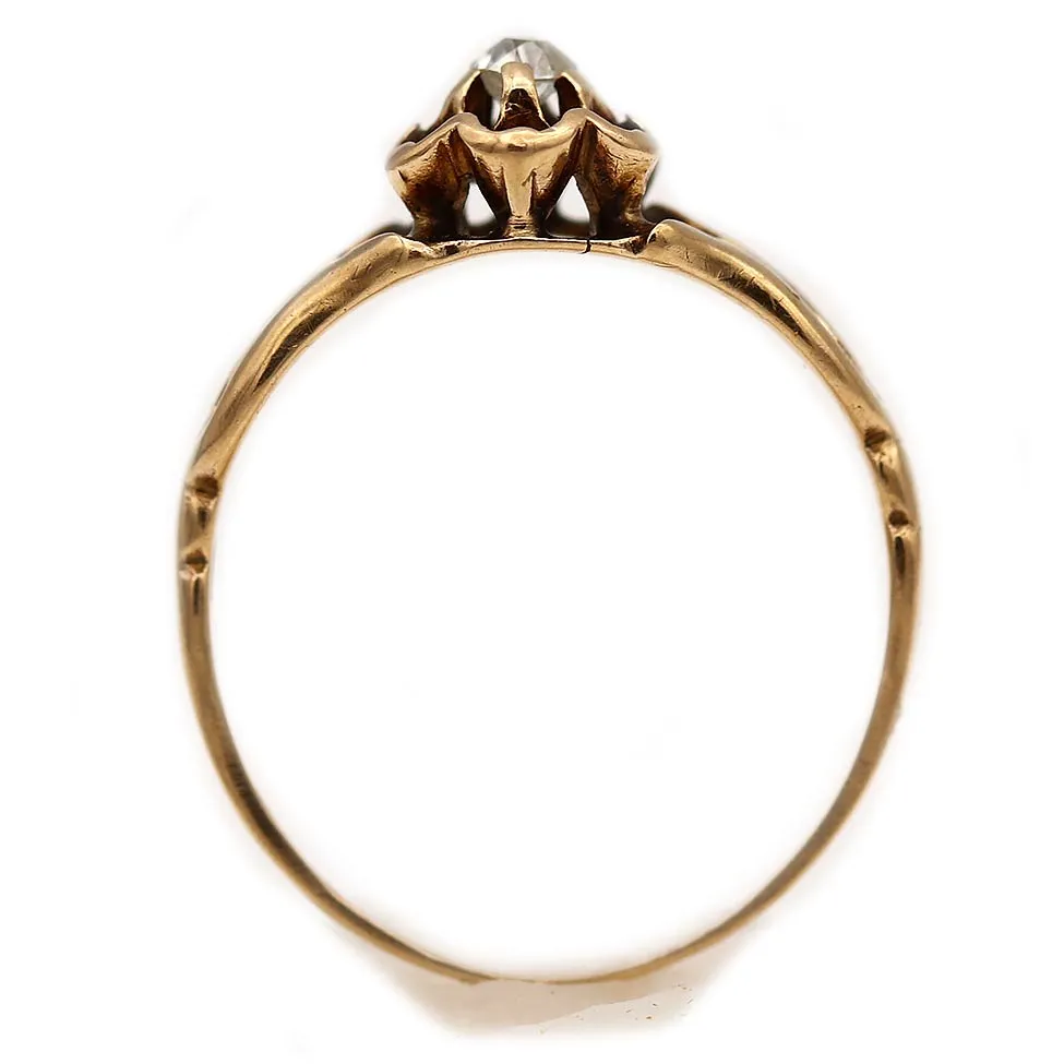 Dainty Victorian Old Mine Cut Diamond Solitaire Engagement Ring .07 Carat