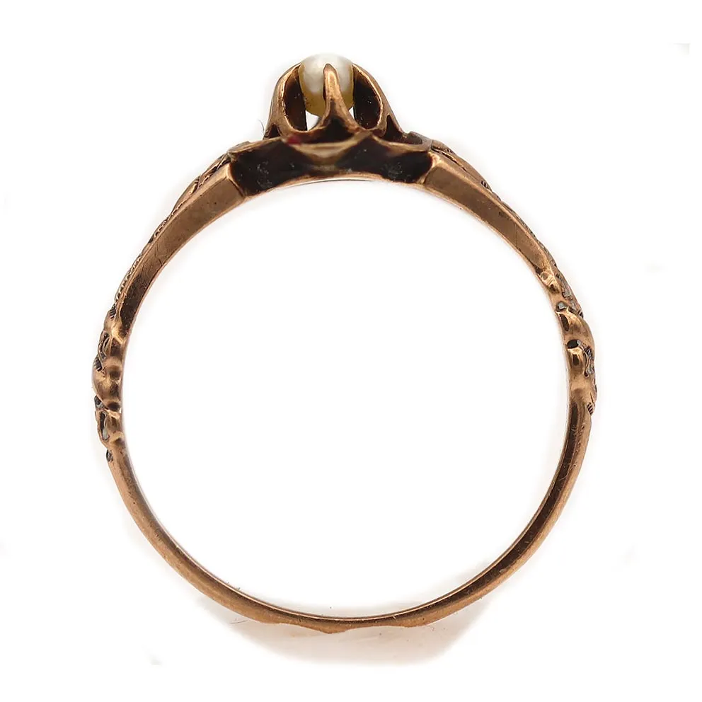 Dainty Victorian Pearl Solitaire Engagement Ring