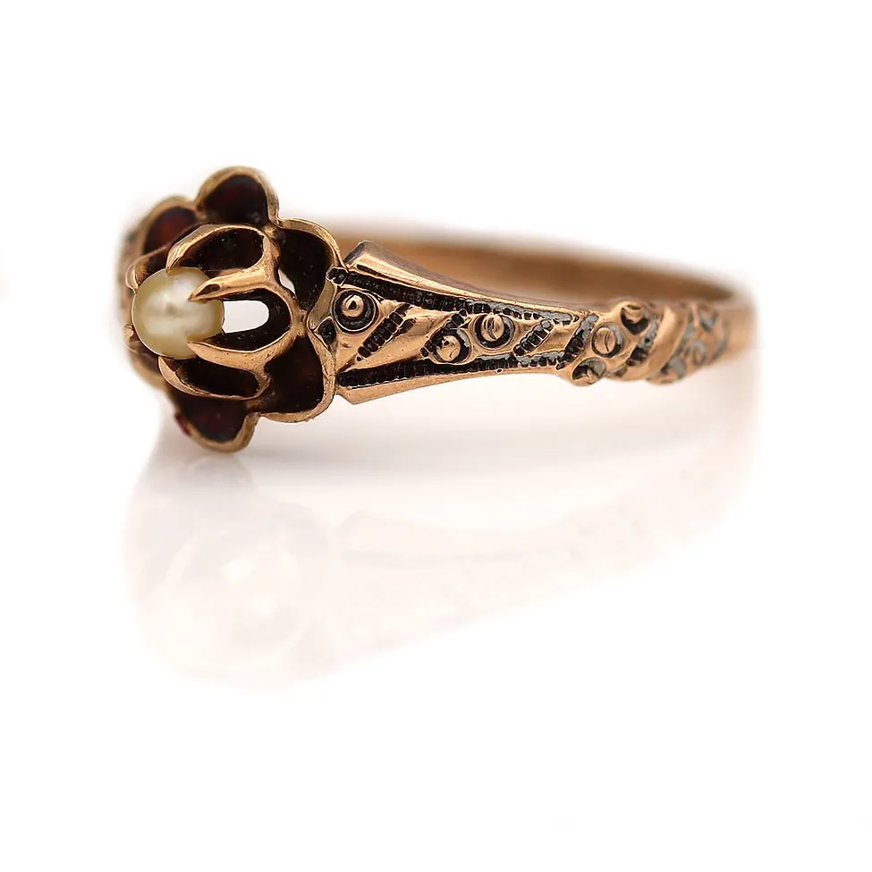 Dainty Victorian Pearl Solitaire Engagement Ring