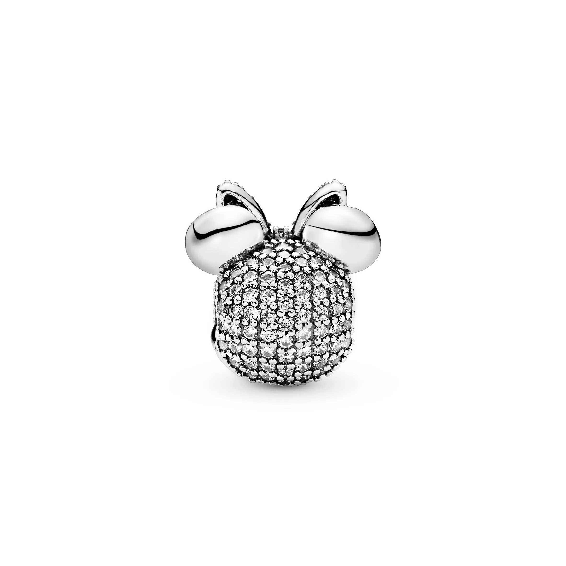 Disney Minnie silver clip with clear and fancy pink cubic zirconia