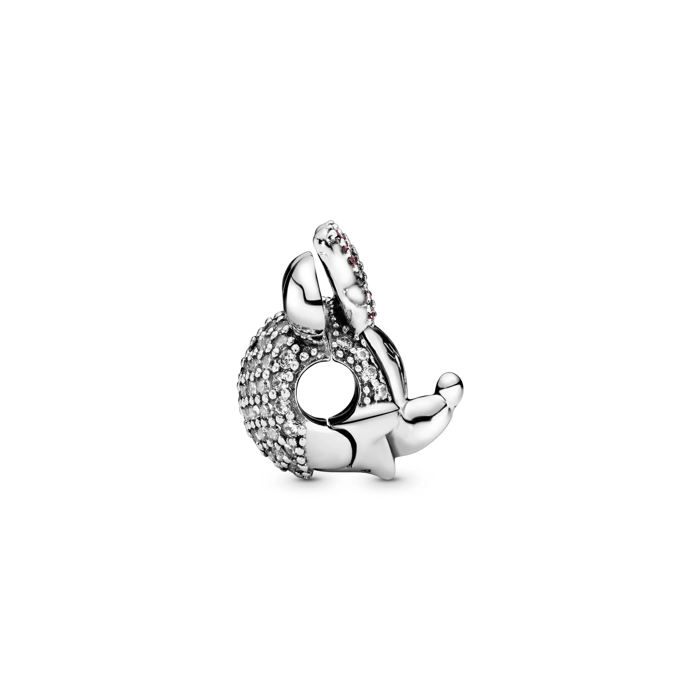 Disney Minnie silver clip with clear and fancy pink cubic zirconia