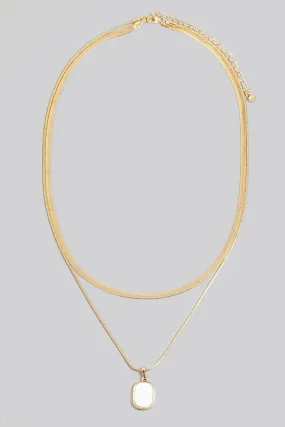 Double Layered Square Gold Pendant Necklace