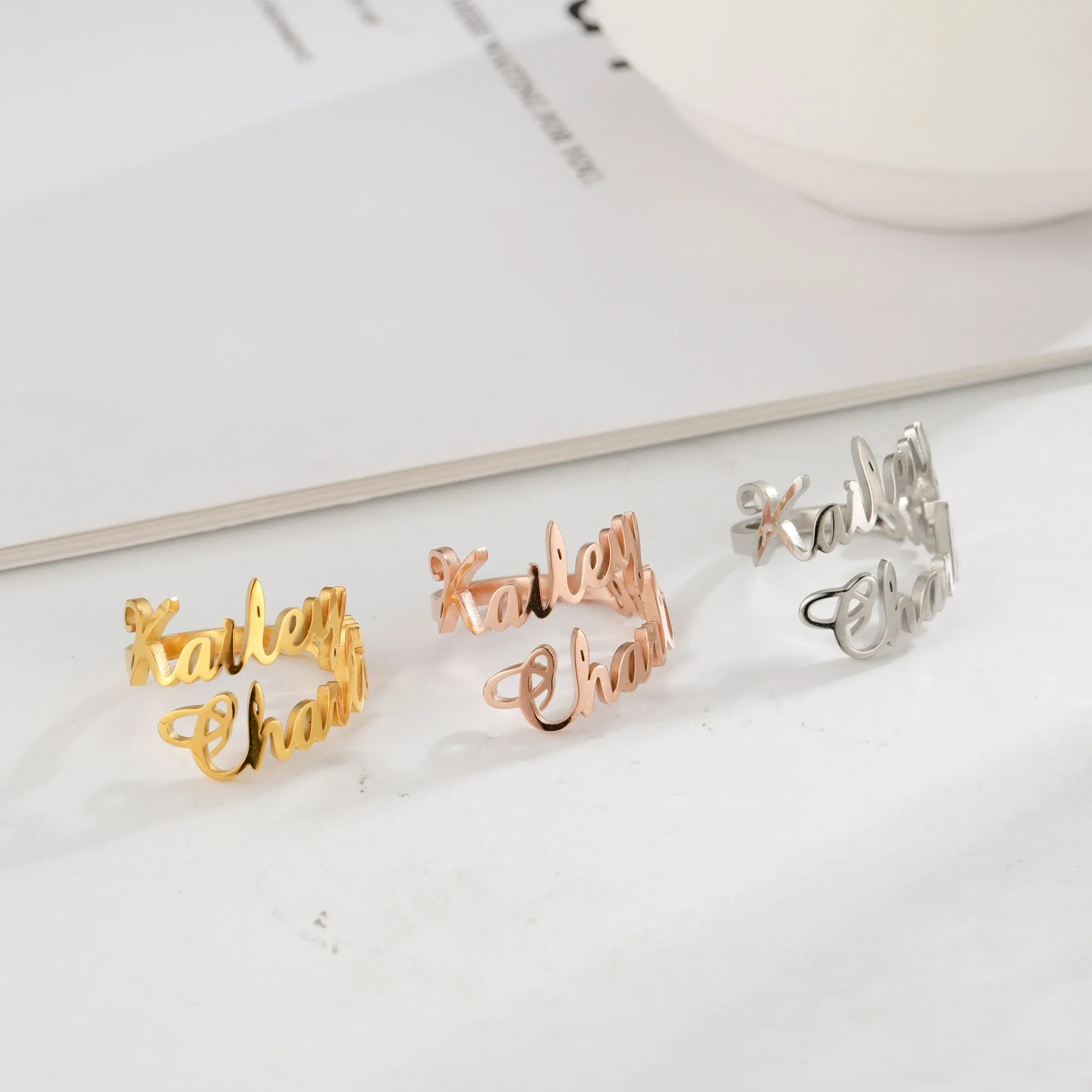 Double Name Ring | Personalized Multiple Name Ring | Family Names Ring | Children Names Ring | Two Name Ring | Custom Women Rings | Mom Ring