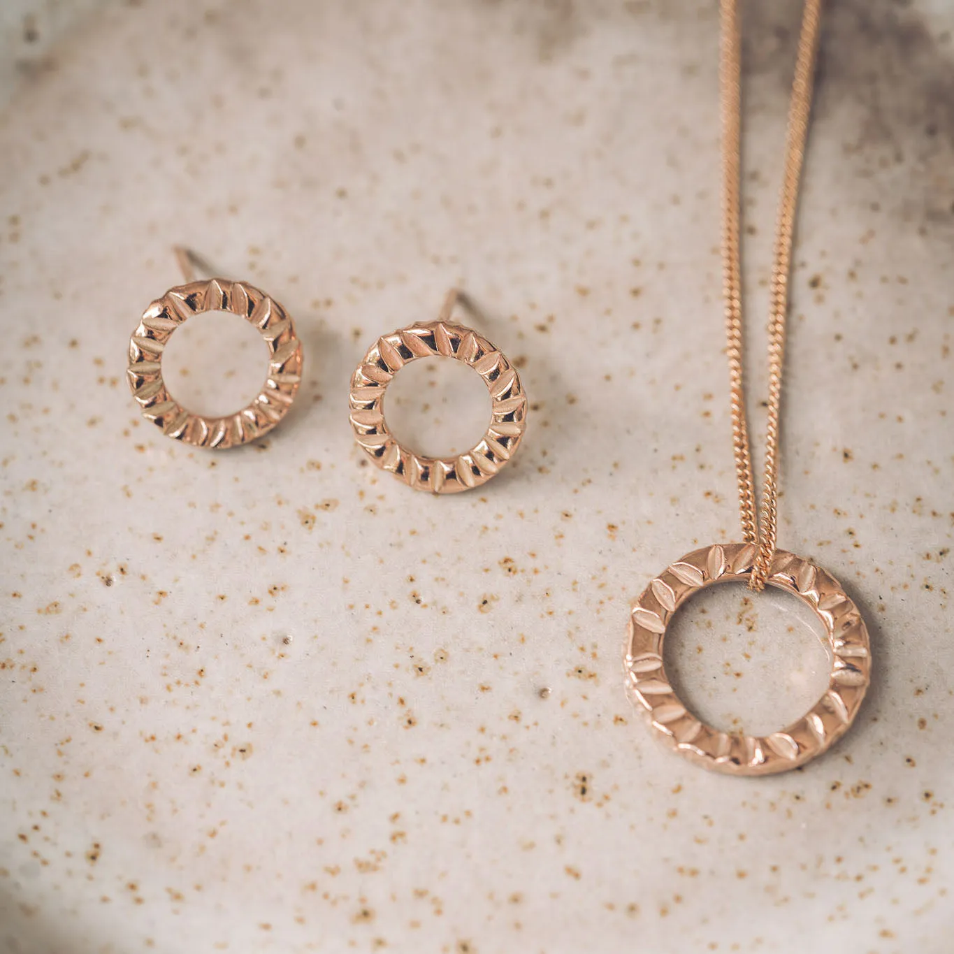 Elena 9ct Rose Gold Circle Pendant Necklace