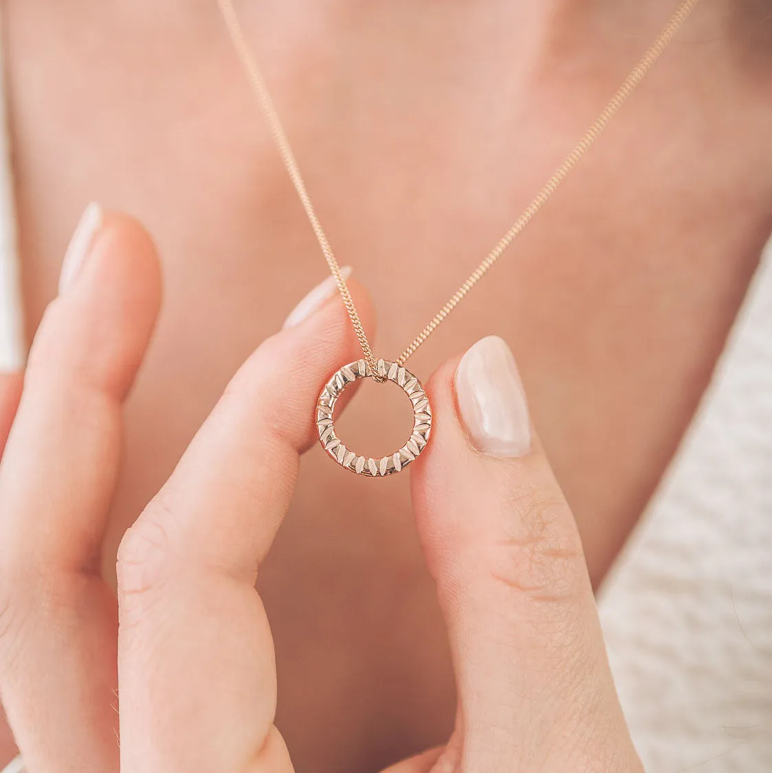 Elena 9ct Rose Gold Circle Pendant Necklace