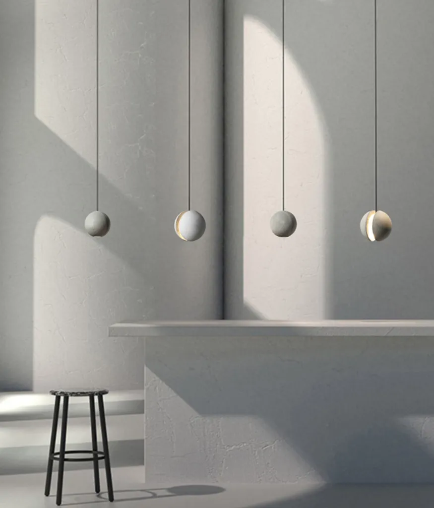Eluf Concrete Sphere Minimalist Pendant Light
