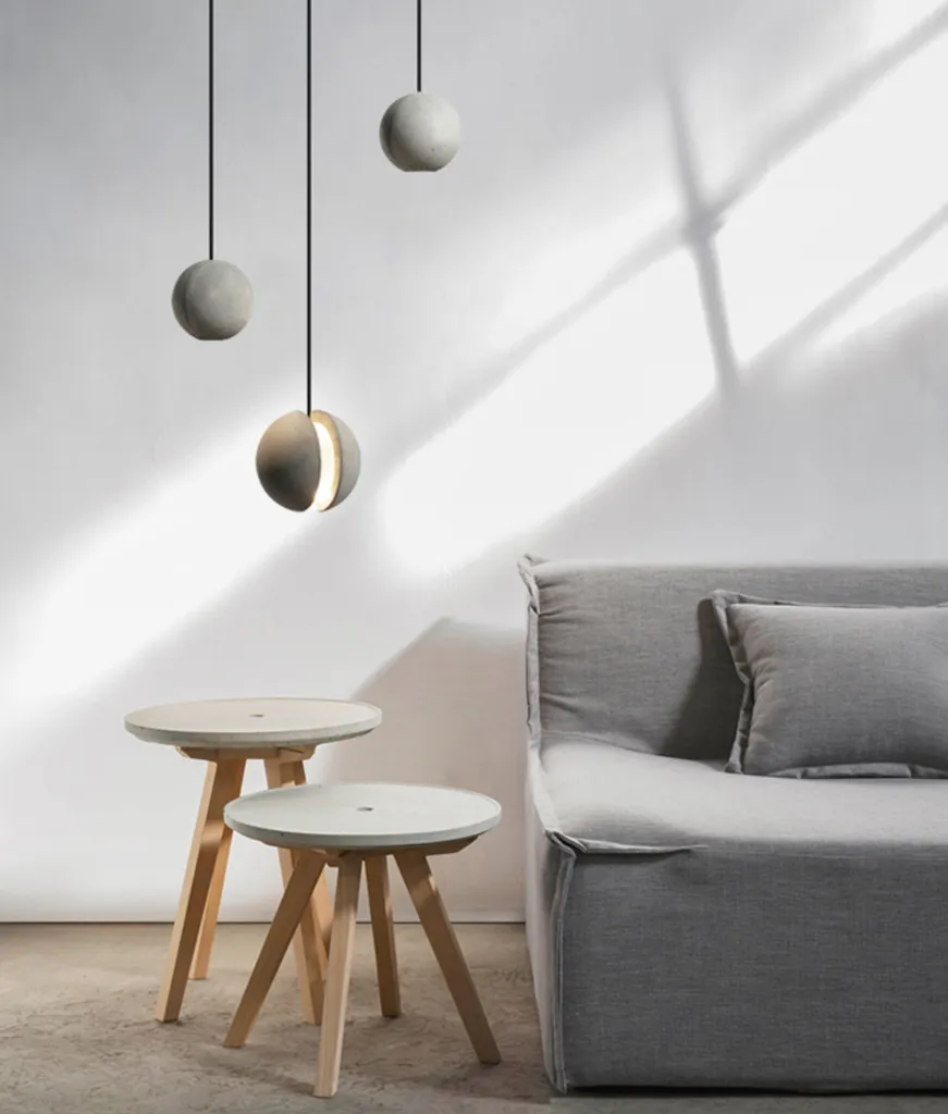Eluf Concrete Sphere Minimalist Pendant Light