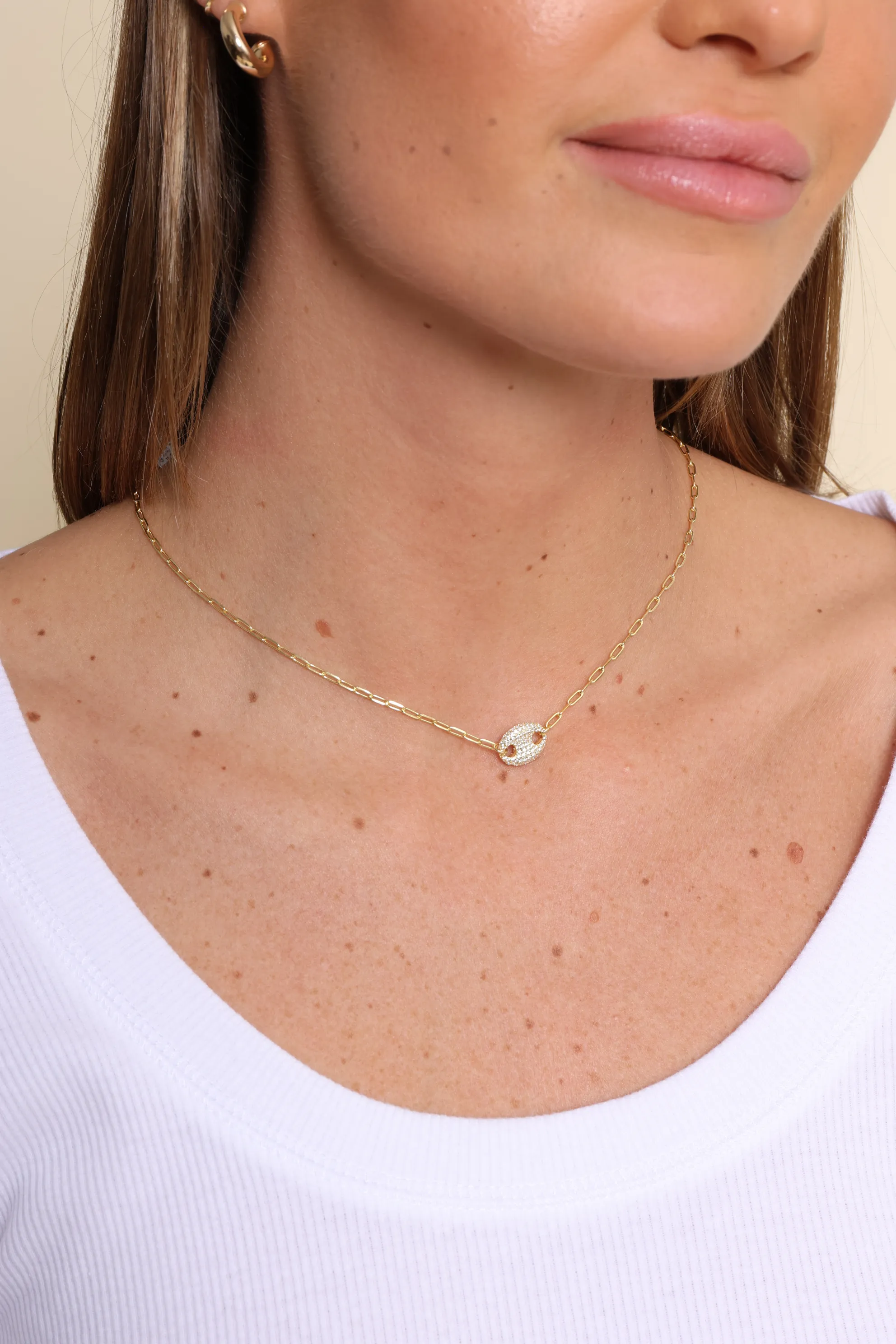 Estee Cubic Zirconia Horsebit Center Necklace