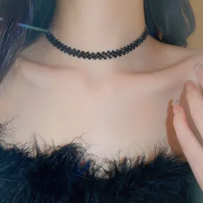 Fashion Black Rhinestone Choker Necklaces for Women Geometric Crystal Necklaces