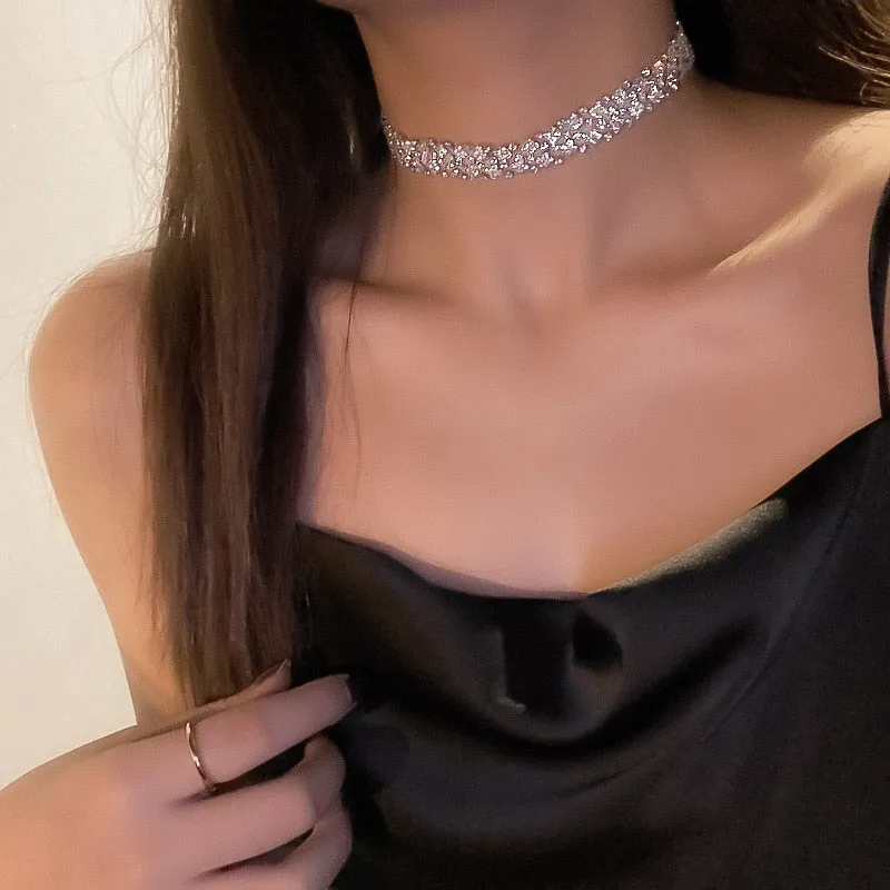 Fashion Full Rhinestone Choker Necklaces for Women Crystal Necklaces