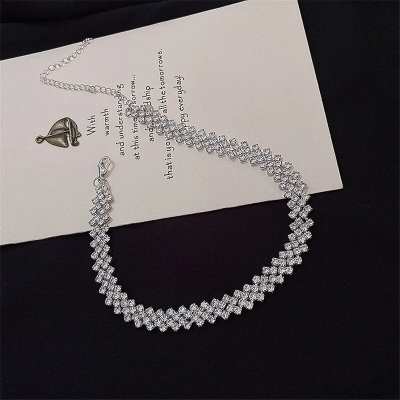 Fashion Gold Color Rhinestone Choker Necklaces for Women