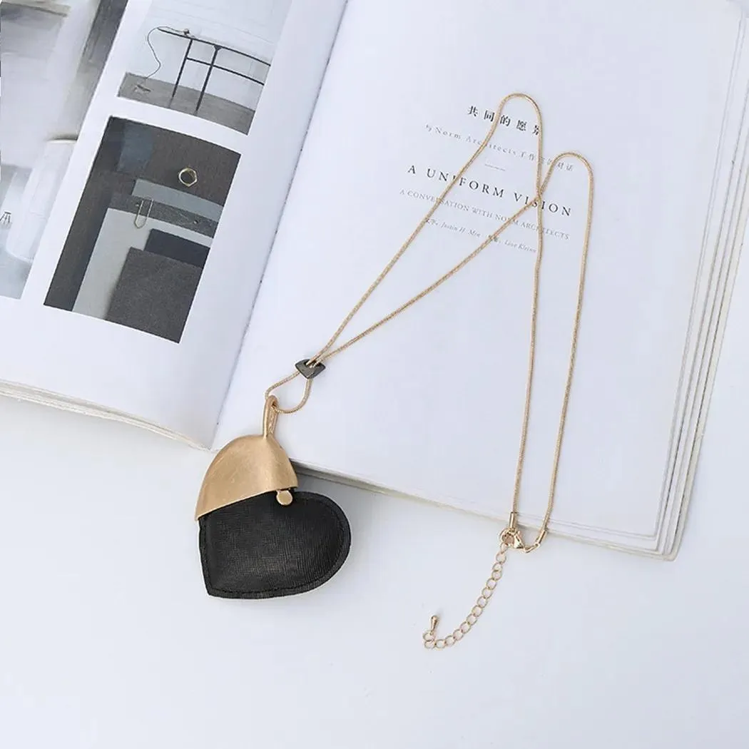 Fashion Heart Pendant Long Chains Colar Necklace Vintage Jewelry for Women