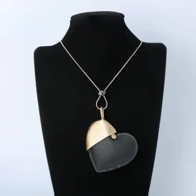 Fashion Heart Pendant Long Chains Colar Necklace Vintage Jewelry for Women