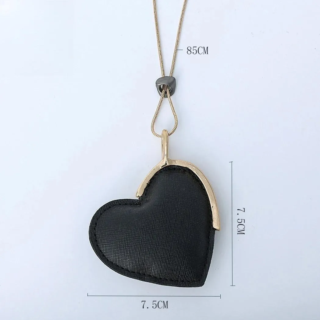 Fashion Heart Pendant Long Chains Colar Necklace Vintage Jewelry for Women