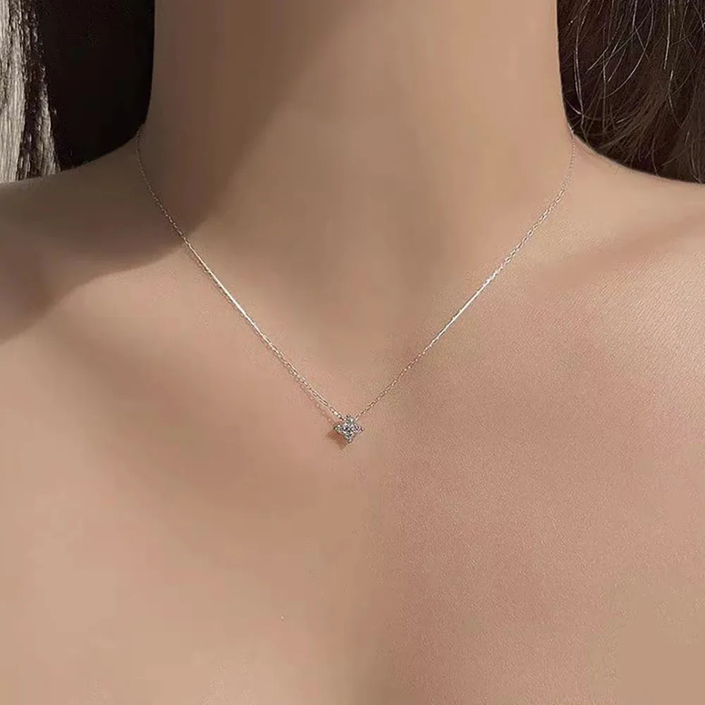 Fashion Tiny Flowers Dainty Necklace Gold Silver Color Choker for Women Stylish Stainless Steel Pendant Jewelry Gifts